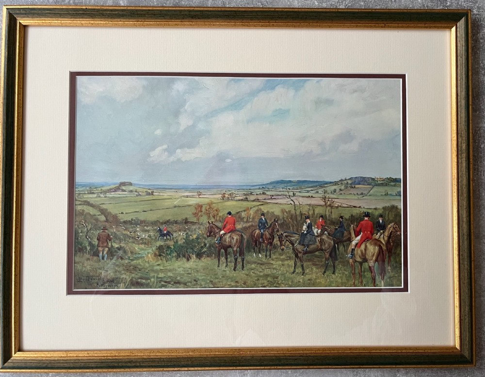 A set of four framed colour prints depicting fox hunting scenes in cream mounts and dark wood frames with gilt trim. View VIII