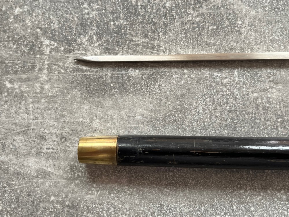 Black Lacquered Sword Stick, Silver Plated Mounts, Toledo Blade. View XI