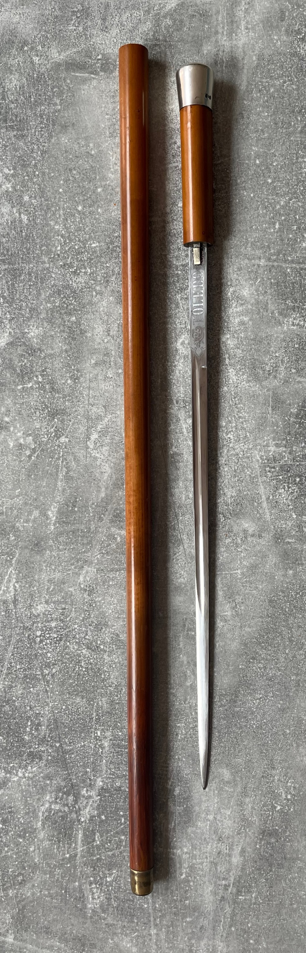 Malacca Sword Stick Silver Knop Toledo Blade