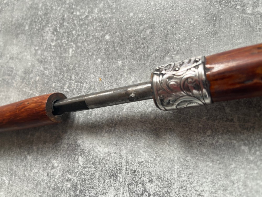 Malacca Sword Stick, Lignum Vitae Knop, Silver Collar View III
