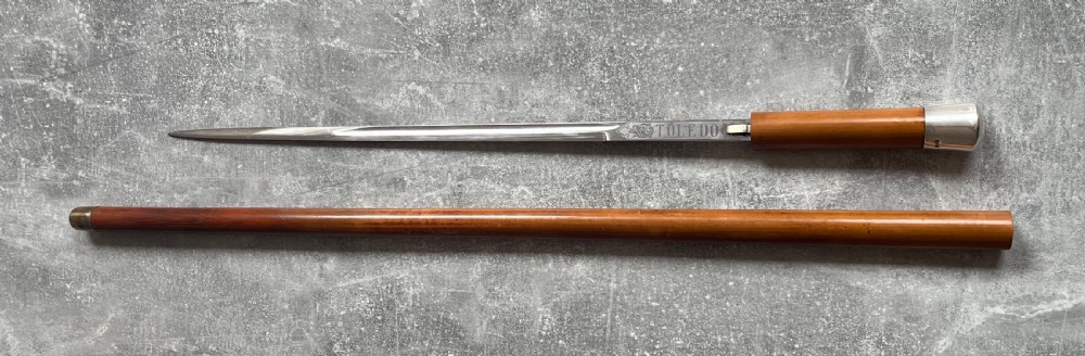 Malacca Sword Stick, Lignum Vitae Knop, Silver Collar View XIV