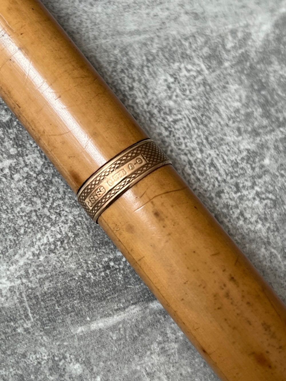 Slim Malacca Sword Stick, Gold Mounts, Toledo Blade View V