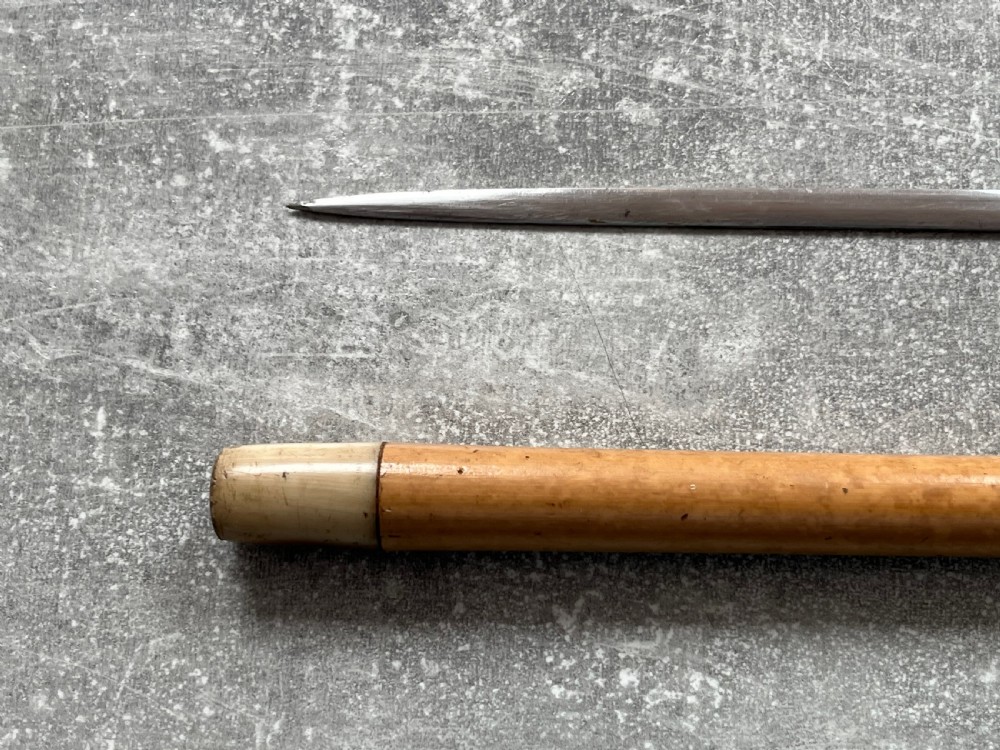 Slim Malacca Sword Stick, Gold Mounts, Toledo Blade View VII