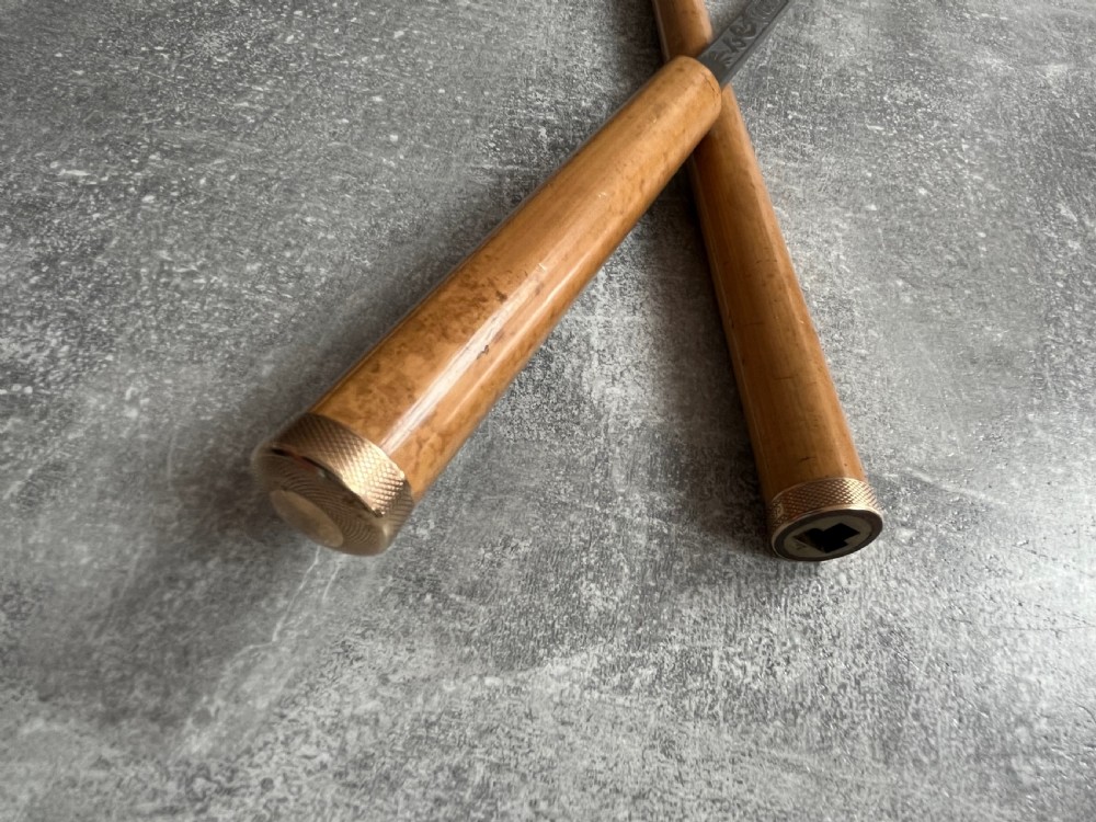 Slim Malacca Sword Stick, Gold Mounts, Toledo Blade View X
