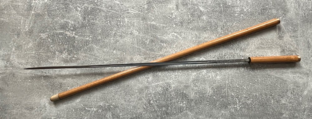 Slim Malacca Sword Stick, Gold Mounts, Toledo Blade View XI