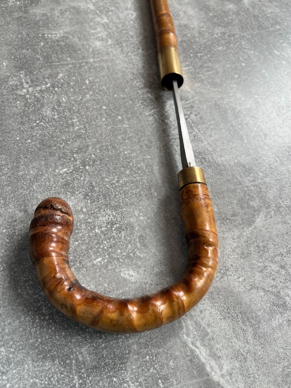 Edwardian Crook Handled Bamboo Sword Stick View III