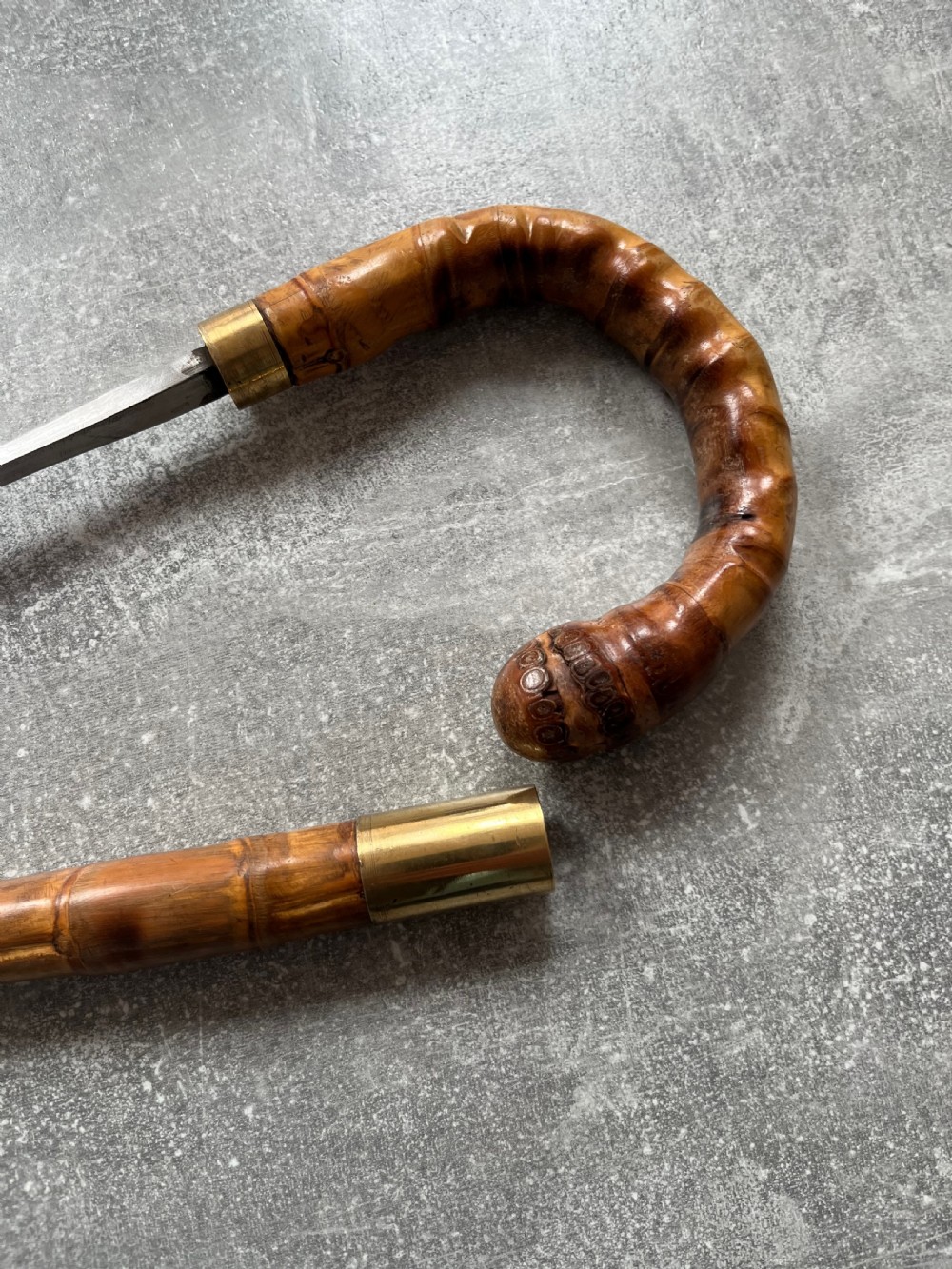 Edwardian Crook Handled Bamboo Sword Stick View VIII