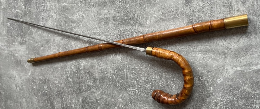 Edwardian Crook Handled Bamboo Sword Stick View IX