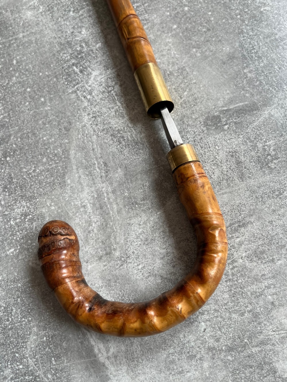 Edwardian Crook Handled Bamboo Sword Stick View XI