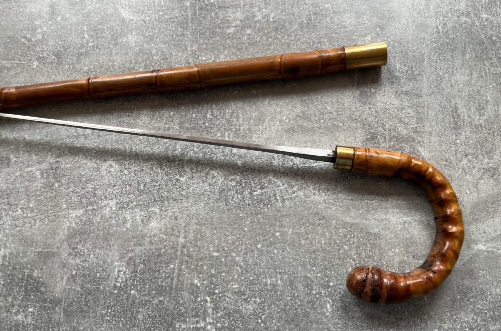 Edwardian Crook Handled Bamboo Sword Stick View XII