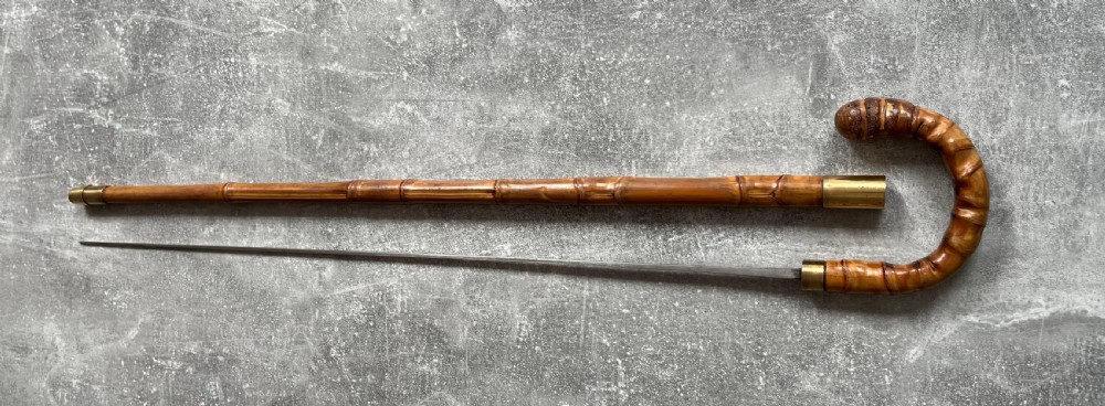 Edwardian Crook Handled Bamboo Sword Stick View XIV