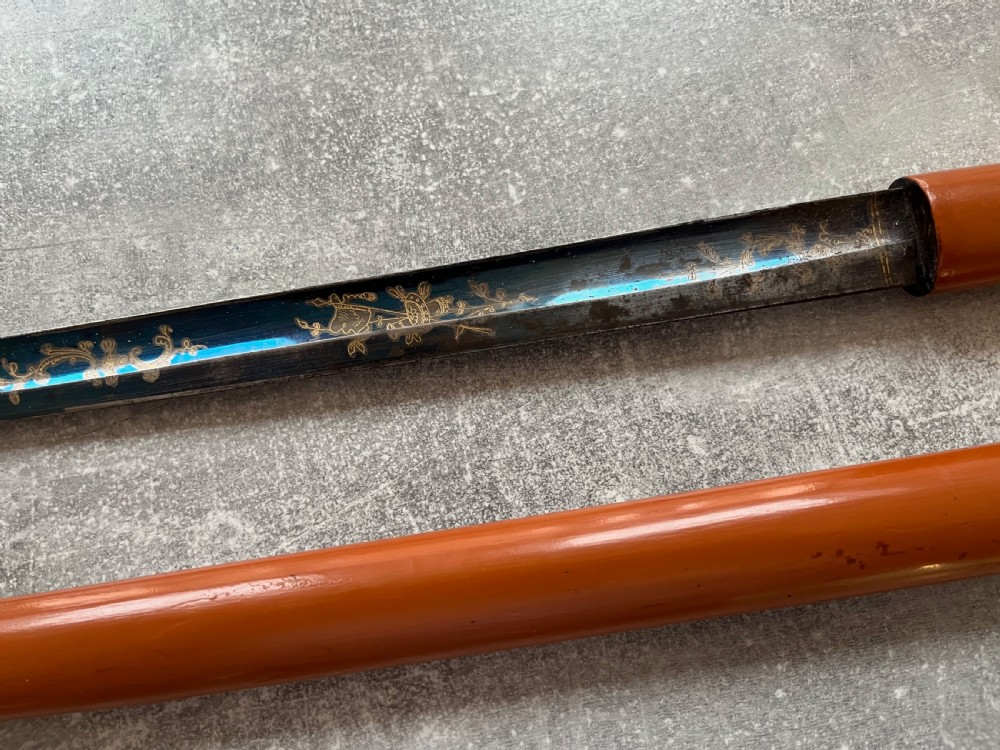 Malacca Sword Stick with Blued & Gilded Blade View IV