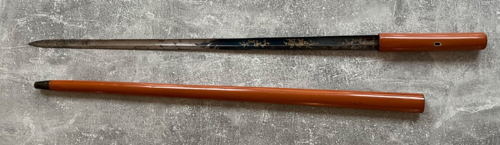 Malacca Sword Stick with Blued & Gilded Blade View XIV