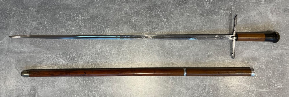 Rare French Malacca Sword Stick with sprung Quillons and a Toledo Blade View XIV