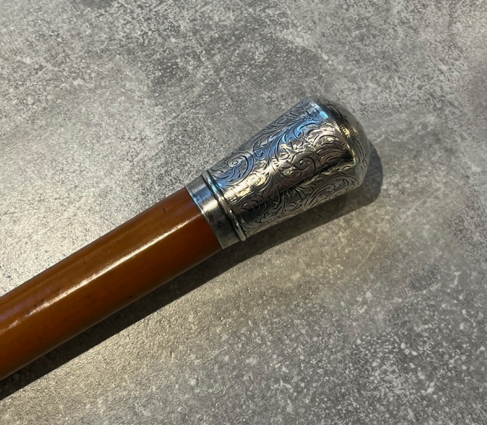 Silver Topped Malacca Sword Stick with Toledo Blade View VI