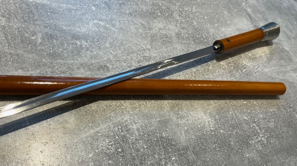 Silver Topped Malacca Sword Stick with Toledo Blade View XIV