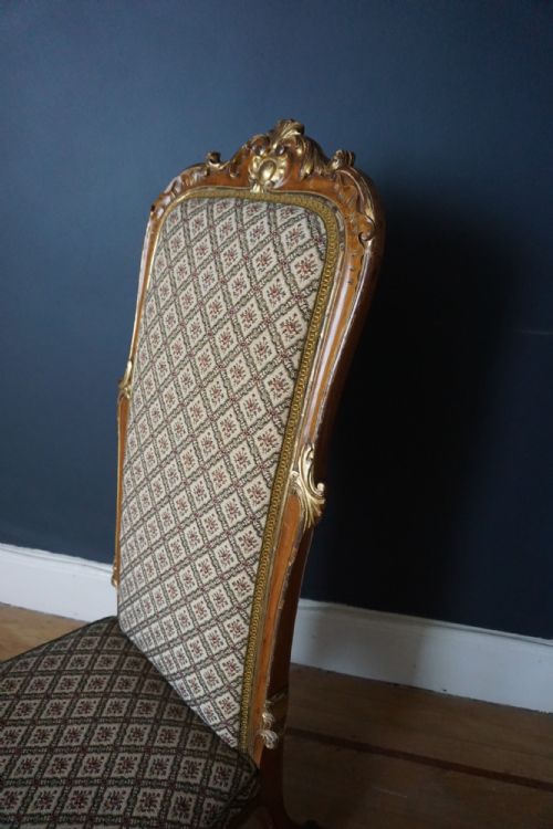 A 19TH CENTURY WALNUT AND CARVED GILTWOOD SLIPPER CHAIR C1880 ATTRIBUTED TO MORISON CO - ADDITIONAL PHOTO 1