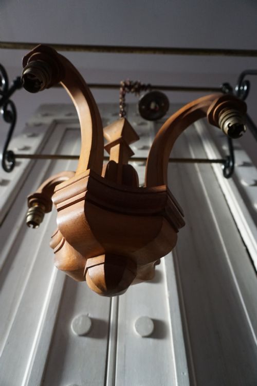 ATTRIBUTED TO SIR ROBERT LORIMER 18641929 AN ARTS AND CRAFTS CARVED WALNUT CEILING PENDANT - ADDITIONAL PHOTO 1