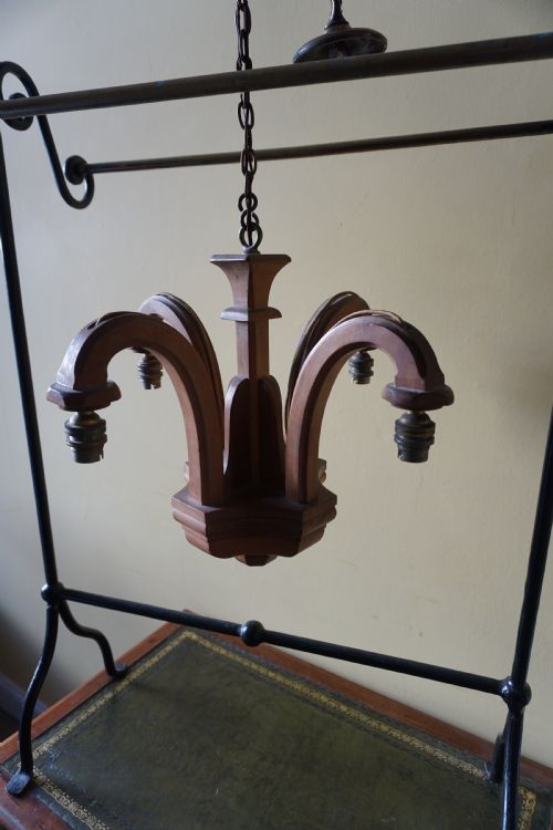 ATTRIBUTED TO SIR ROBERT LORIMER 18641929 AN ARTS AND CRAFTS CARVED WALNUT CEILING PENDANT - ADDITIONAL PHOTO 3