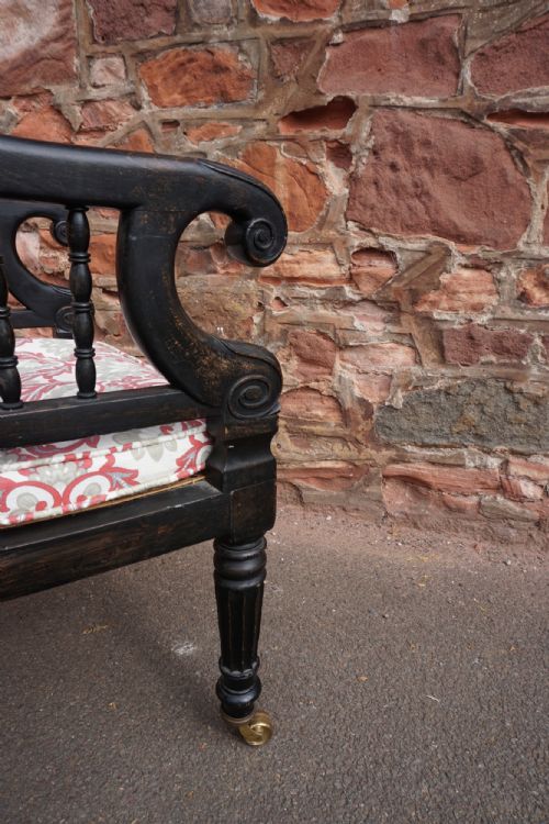 A SCOTTISH GEORGE IV EBONISED LIBRARY BERGERE ARMCHAIR - ADDITIONAL PHOTO 4