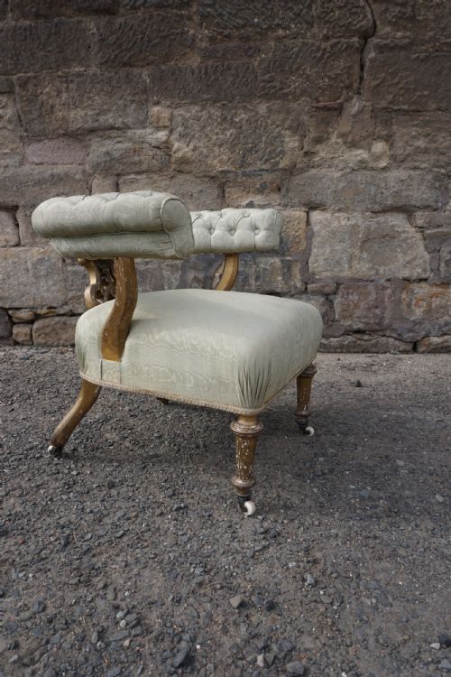 a victorian giltwood tub chair by holland sons of london - CATEGORY: ANTIQUE CHAIRS - DATED VICTORIAN