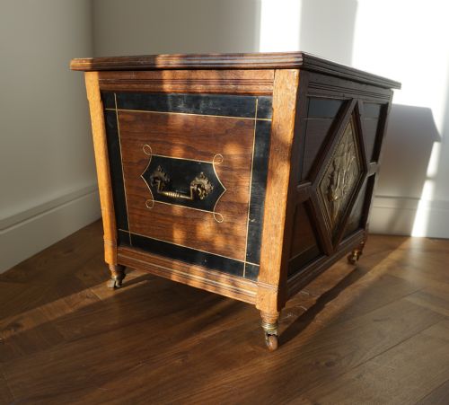 AN AESTHETIC MOVEMENT WALNUT SARCOPAGUSSHAPED COAL BOX OR CELLARET BY HOLLAND SONS OR SIMILAR 1880S - ADDITIONAL PHOTO 2