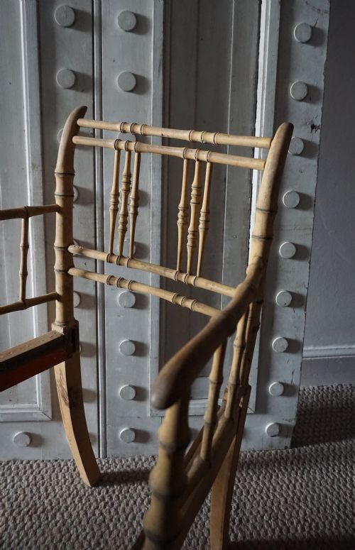 A REGENCY YELLOWPAINTED AND SIMULATED BAMBOO 'FANCY CHAIR' EARLY 19TH CENTURY - ADDITIONAL PHOTO 2