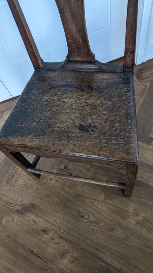 A LARGE GEORGE II III ELM AND OAK CHAIR - ADDITIONAL PHOTO 8