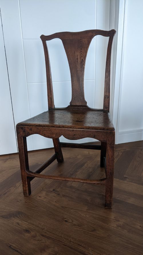 A LARGE GEORGE II III ELM AND OAK CHAIR - ADDITIONAL PHOTO 9