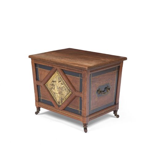 AN AESTHETIC MOVEMENT WALNUT SARCOPAGUSSHAPED COAL BOX OR CELLARET BY HOLLAND SONS OR SIMILAR 1880S - ADDITIONAL PHOTO 10