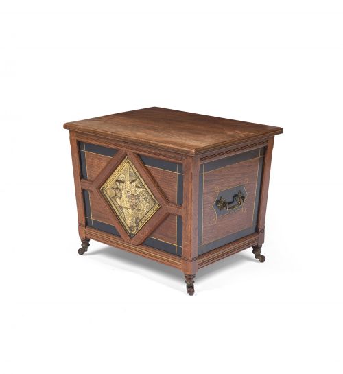 an aesthetic movement walnut sarcopagusshaped coal box or cellaret by holland sons or similar 1880s - CATEGORY: ANTIQUE CHESTS - DATED 19TH CENTURY