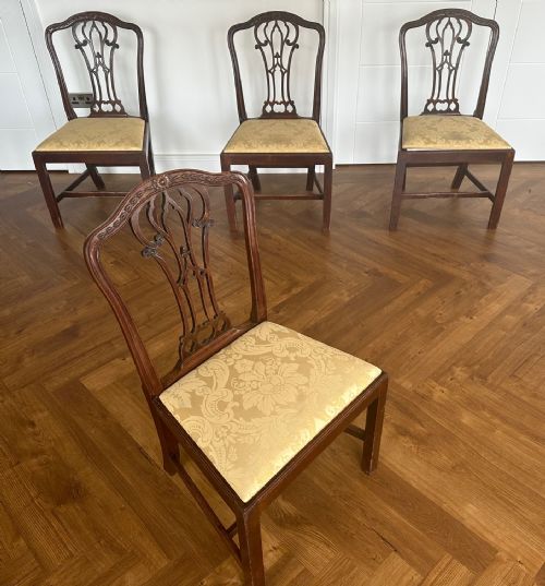 a fine set of four george iii carved mahogany dining or side chairs c1770 - CATEGORY: ANTIQUE CHAIRS - DATED GEORGIAN