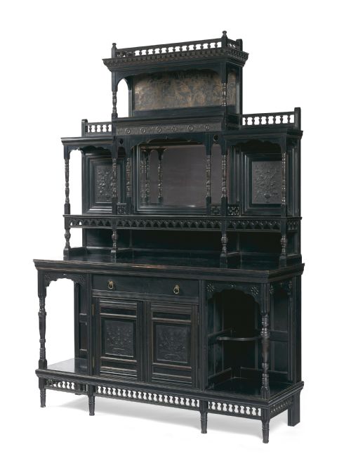 an art furniture ebonised cabinet attributed to collinson lock london 1870s - CATEGORY: ANTIQUE CABINETS - DATED 19TH CENTURY