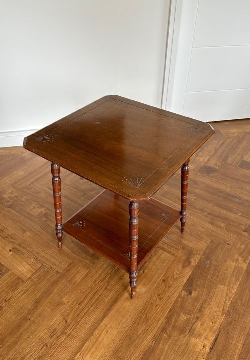 AN AESTHETIC MOVEMENT SOLID WALNUT LAMP TABLE POSSIBLY BY COTTIER CO - ADDITIONAL PHOTO 1