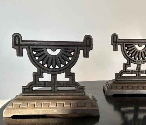 ATTRIBUTED TO DR CHRISTOPHER DRESSER 18341904 A PAIR OF ANDIRONS FOR THE CARRON FOUNDRY FALKIRK 1870S - ADDITIONAL PHOTO 2