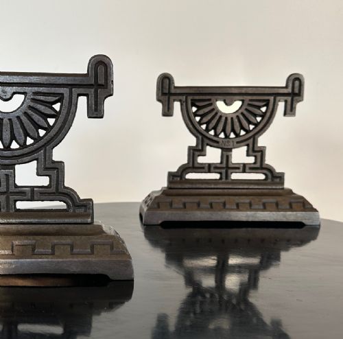 ATTRIBUTED TO DR CHRISTOPHER DRESSER 18341904 A PAIR OF ANDIRONS FOR THE CARRON FOUNDRY FALKIRK 1870S - ADDITIONAL PHOTO 3