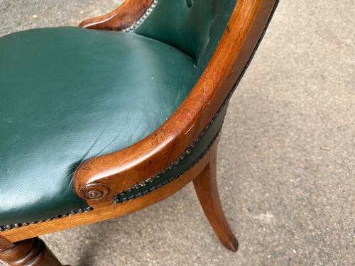 A PAIR WILLIAM IV MAHOGANY CURRICLE LIBRARY CHAIRS IN THE MANNER OF GILLOWS 1830S - ADDITIONAL PHOTO 7