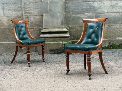 a pair william iv mahogany curricle library chairs in the manner of gillows 1830s - CATEGORY: ANTIQUE CHAIRS - DATED 19TH CENTURY