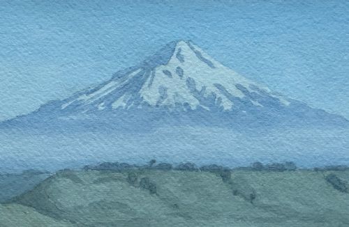 JOHN LYSAGHT MOORE NEW ZEALAND 18971965 'MOUNT EGMONT' WATERCOLOUR PAINTING - ADDITIONAL PHOTO 1