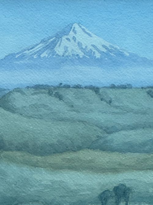 JOHN LYSAGHT MOORE NEW ZEALAND 18971965 'MOUNT EGMONT' WATERCOLOUR PAINTING - ADDITIONAL PHOTO 2