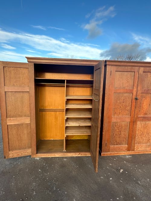 A PAIR OF PANELFRONTED PINE AND OREGON PINE CUPBOARDS LATE 19TH EARLY 20TH CENTURY - ADDITIONAL PHOTO 2