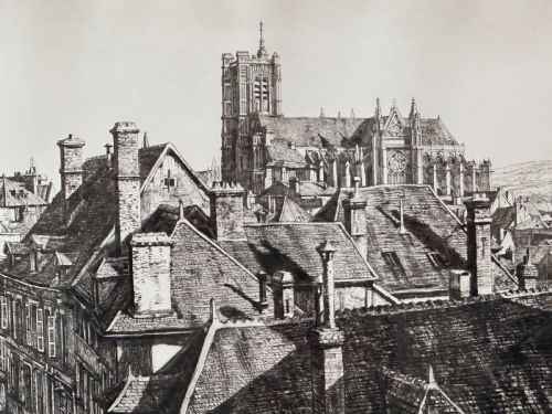 FRANCIS DODD RA RSW BRITISH 18741949 'AUXERRE' A DRYPOINT ETCHING - ADDITIONAL PHOTO 3