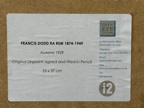 FRANCIS DODD RA RSW BRITISH 18741949 'AUXERRE' A DRYPOINT ETCHING - ADDITIONAL PHOTO 4