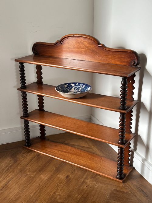 a mid19th century mahogany set of shelves with bobbin supports - CATEGORY: ANTIQUE FURNITURE - DATED 1850