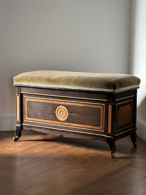 a classy aesthetic movement duet piano stool british 1880's - CATEGORY: ANTIQUE STOOLS - DATED 19TH CENTURY