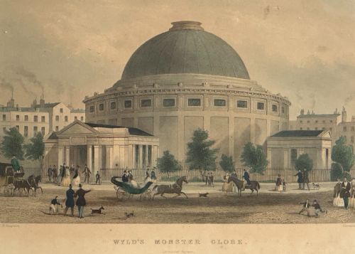 after thomas hosmer shepherd 17921864 'wyld's monster globe' leicester square a hand coloured engraving by jeanmarie chavanne - CATEGORY: ANTIQUE ART - DATED 19TH CENTURY