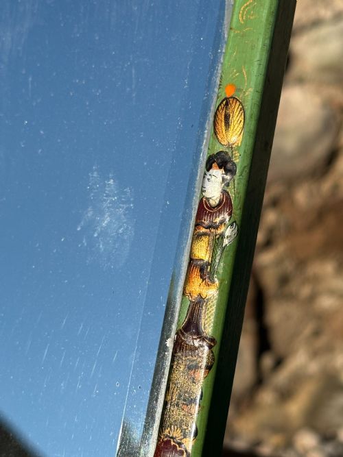 AN APPLEGREEN LACQUERED AND CHINOISERIE DECORATED EASEL MIRROR ATTRIBUTED TO WHYTOCK REID OF EDINBURGH - ADDITIONAL PHOTO 3