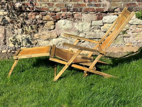 A RARE PAIR OF ENGLISH BEECH AND LAMINATED BEECH OCEAN LINER DECK CHAIRS - ADDITIONAL PHOTO 6