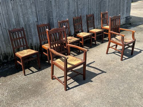 A Set of Eight Arts and Crafts Walnut Dining Chairs in the Manner of Philip Webb, 1860'S
