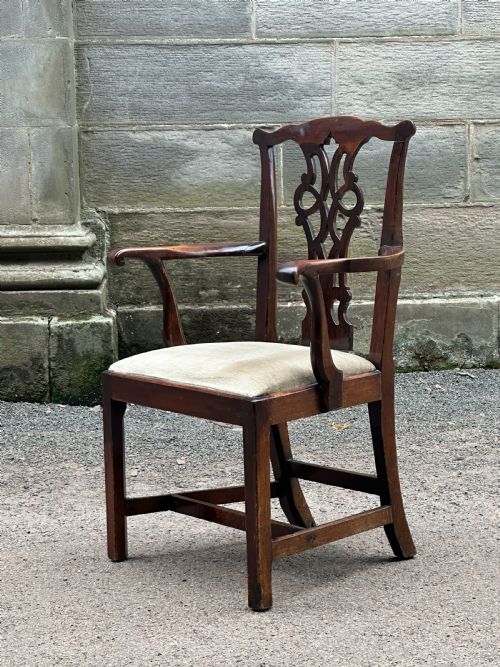 A SCOTTISH GEORGE III MAHOGANY AND STAINED BIRCH ELBOW CHAIR LATE 18TH CENTURY - ADDITIONAL PHOTO 2